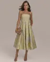 Vestido midi strapless de Jacquard