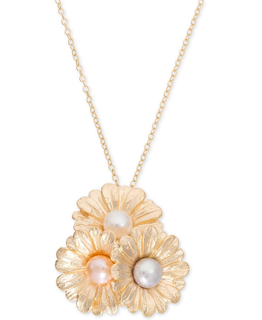 Collar con colgante "con margaritas de perlas cultivadas