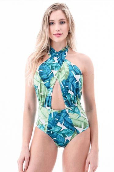 Calzoneta de una pieza con estampado de palmas