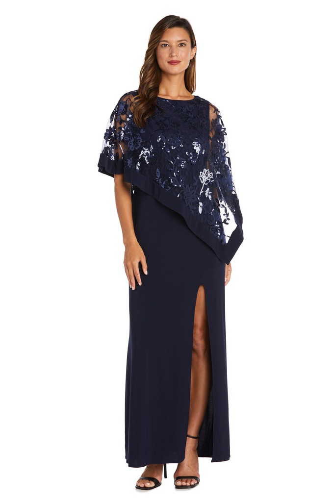 Vestido con poncho de lentejuelas