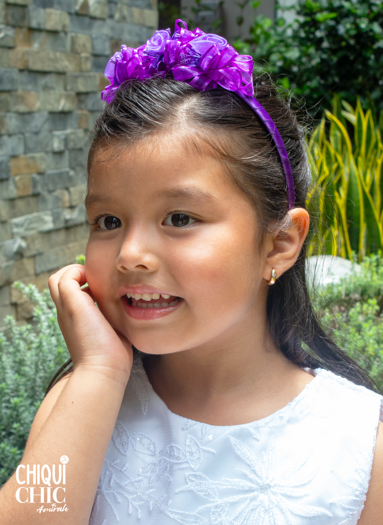 Diadema con flores de organza