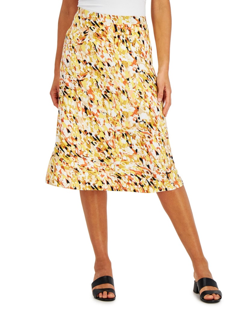 Falda midi stretch acampanada