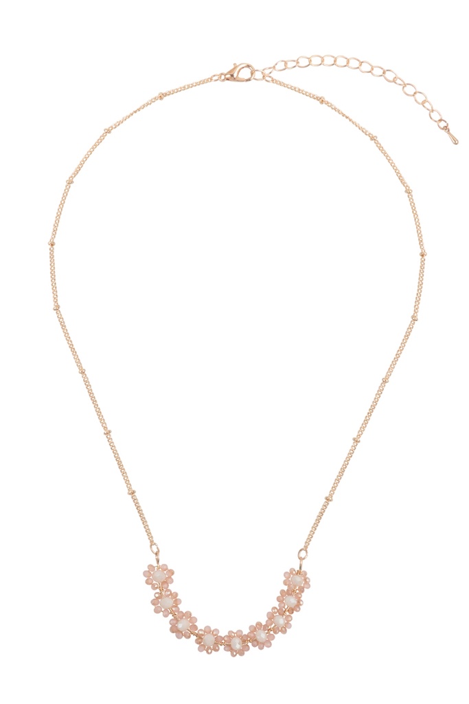 Collar de cuentas de vidrio con racimos de flores 