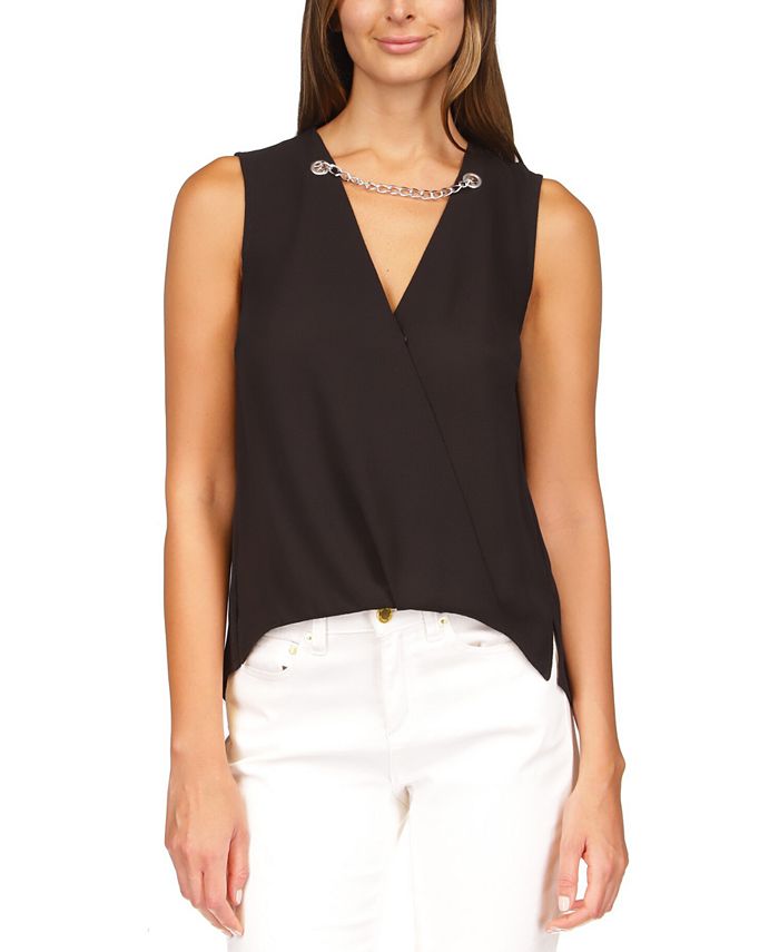 Blusa cruzada sintética con cadena