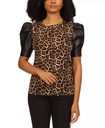 Blusa con mangas de cuero sintetico
