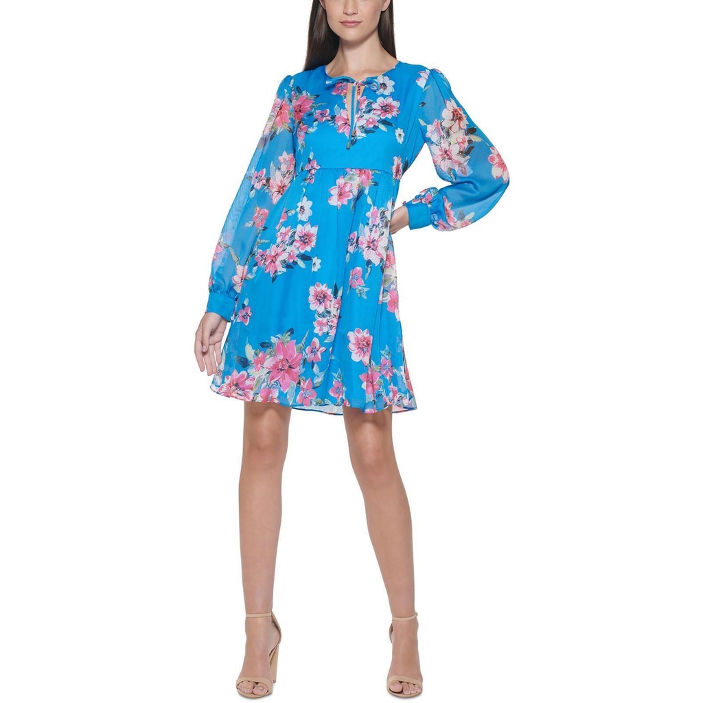 Vestido floral semitransparente