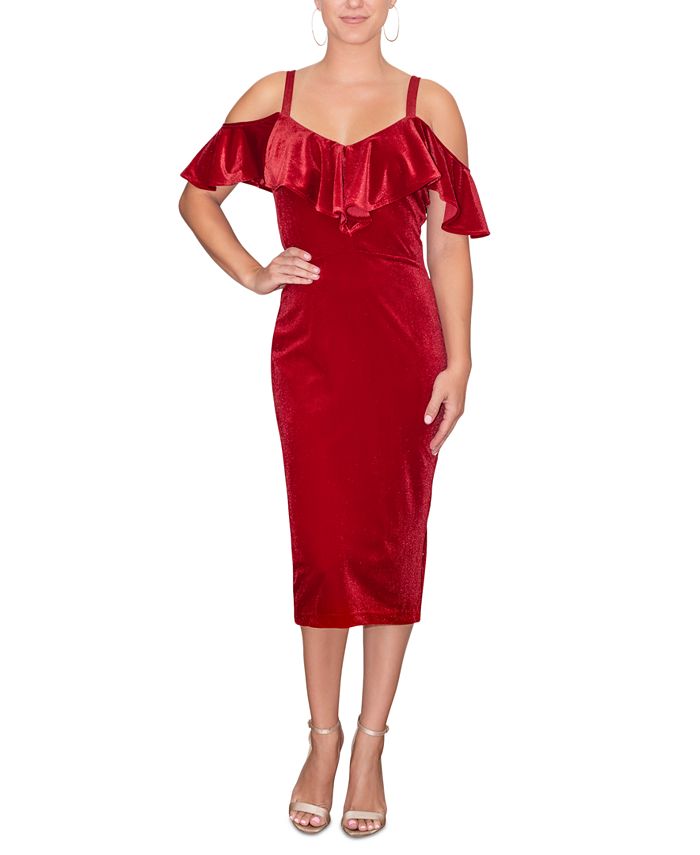 Vestido de terciopelo con volantes