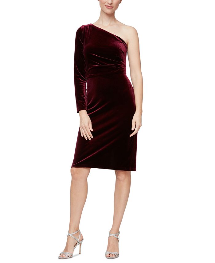 Vestido de terciopelo un solo hombro