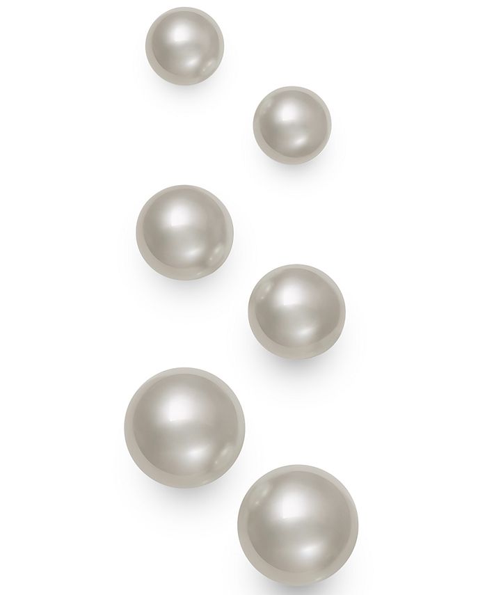 Set de 3 pares de aretes de perlas cultivadas