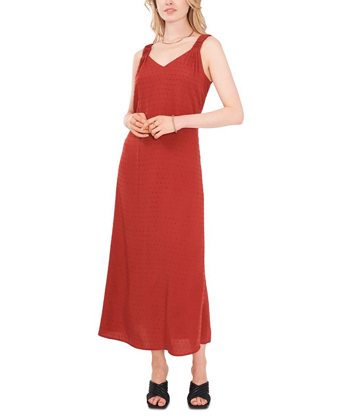 Vestido con cuello en V y lunares