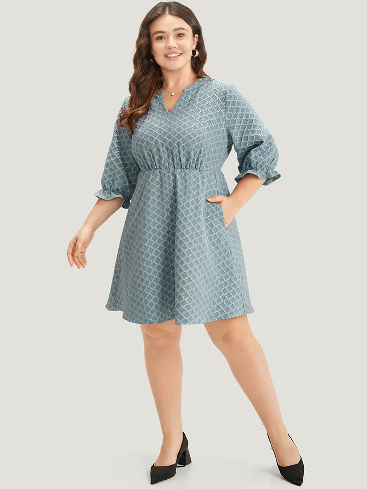Vestido con muescas y manga farol 