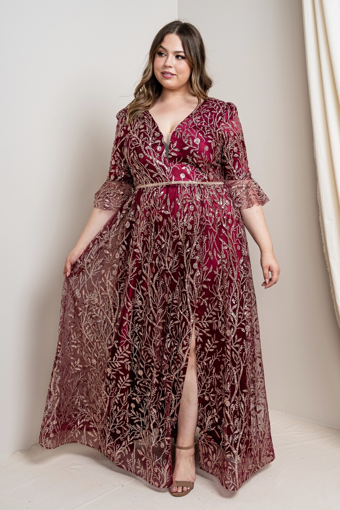Vestido largo con mangas en 3/4