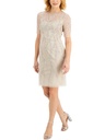 Vestido corto con malla de pedrería 