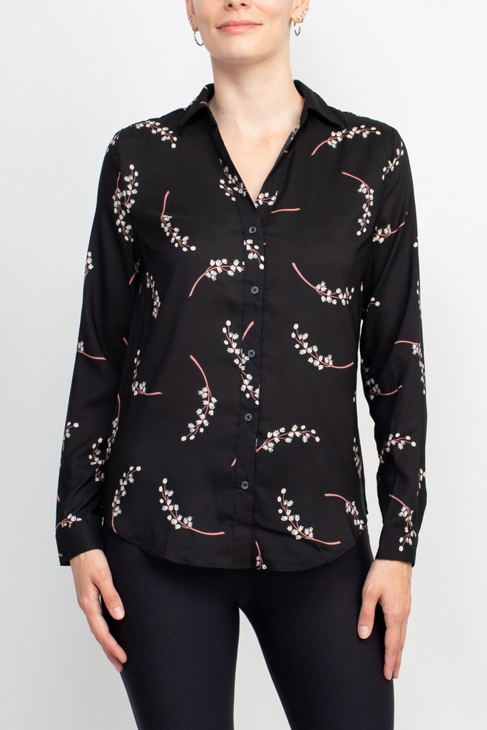 Blusa camisera con estampado floral 