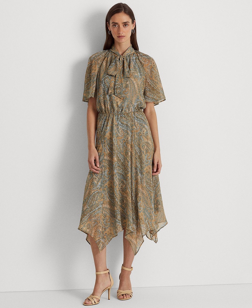 Vestido midi con cuello anudado