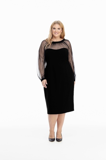 Vestido formal con mangas ilusión