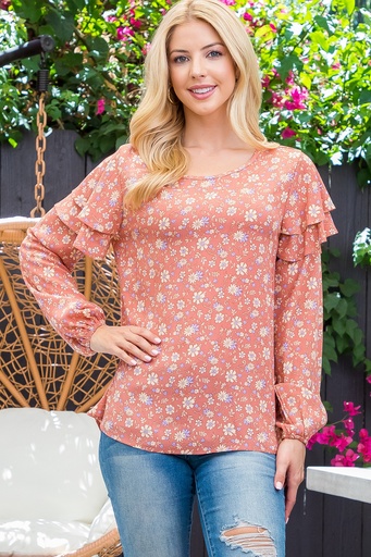 Blusa Floral Manga Abullonada