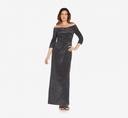 Vestido metálico de hombros descubiertos