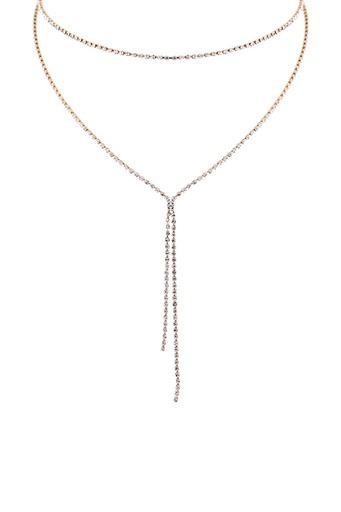 [1430012] Collar en capas y lazo de pedrería