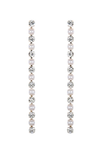 [1430091] Pendientes lineales con piedras y cristales