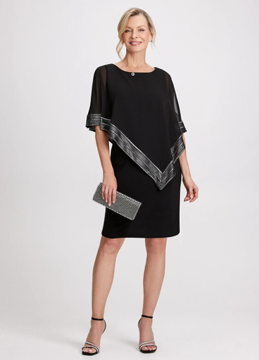 Vestido formal con capa asimetrica
