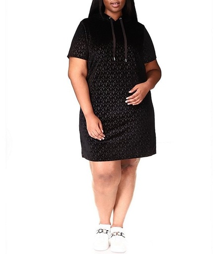 [1390269] Vestido con capucha de velour