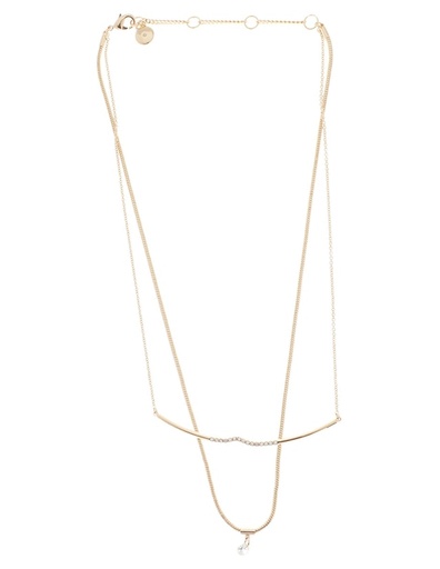 [1410130] Collar a capas con barra de cristales