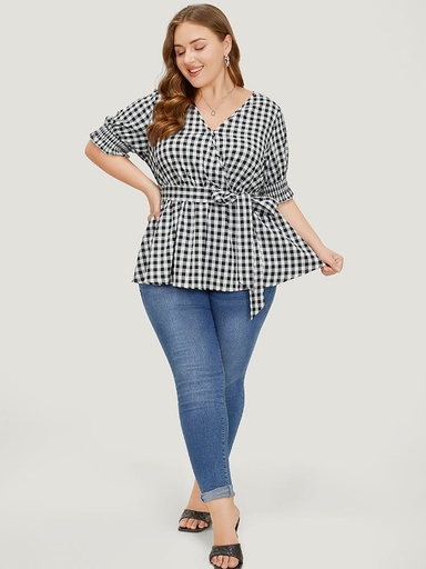 Blusa peplum a cuadros Vichy