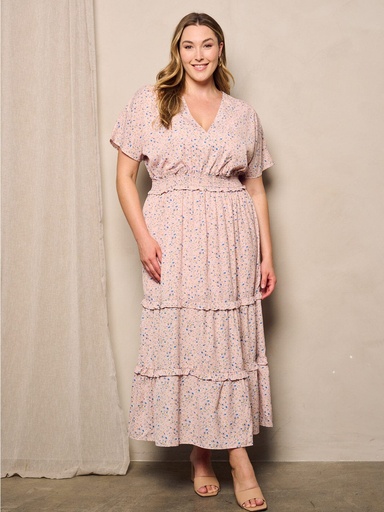 Vestido maxi floral con volantes