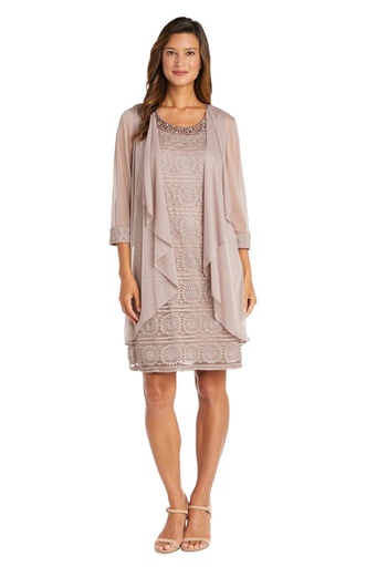 Vestido con chaqueta a rayas con purpurina