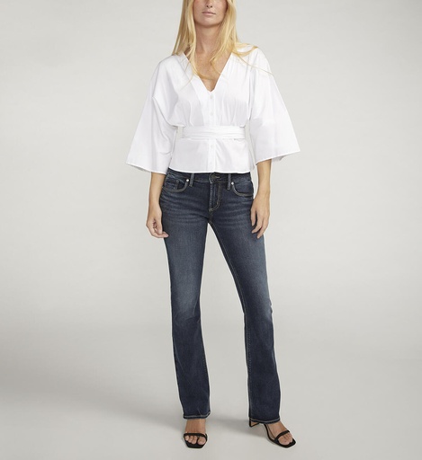 Jeans slim boot de tiro alto