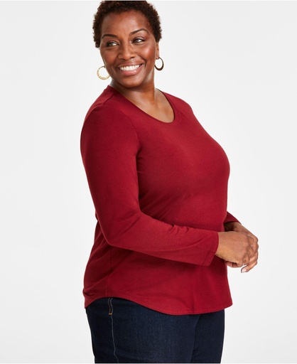 Blusa de algodón con escote redondo