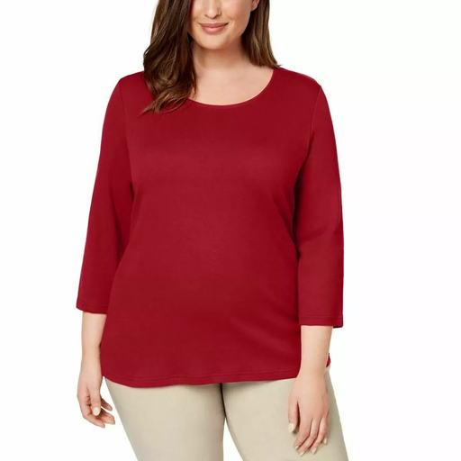 Blusa sólida de manga 3/4