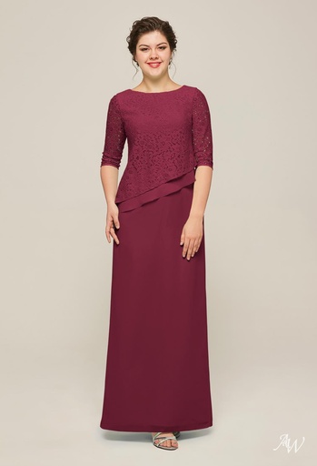 [1670001] Vestido largo con mangas 3/4 Paige