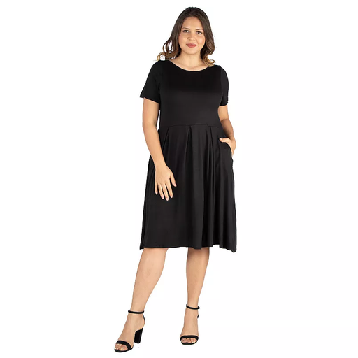 vestido plisado de mangas cortas