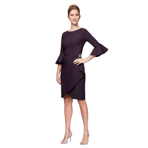 Vestido tubo drapeado con brillante