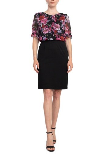 Vestido con corpiño de gasa floral