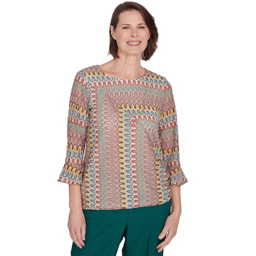 Blusa con textura empalmada con collar