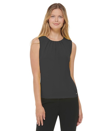 Blusa sin mangas con cuello plisado