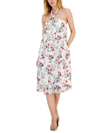 Vestido floral con cuello halter