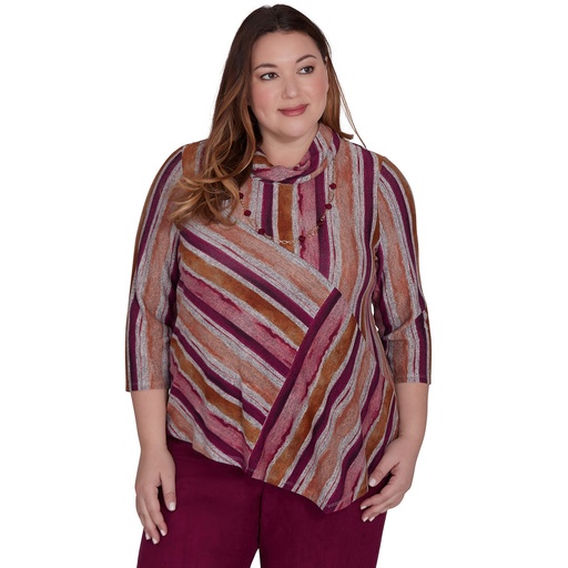 Blusa con cuello vuelto y rayas
