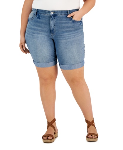 Bermudas enrolladas de mezclilla