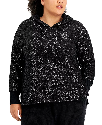 Sudadera con capucha y lentejuelas