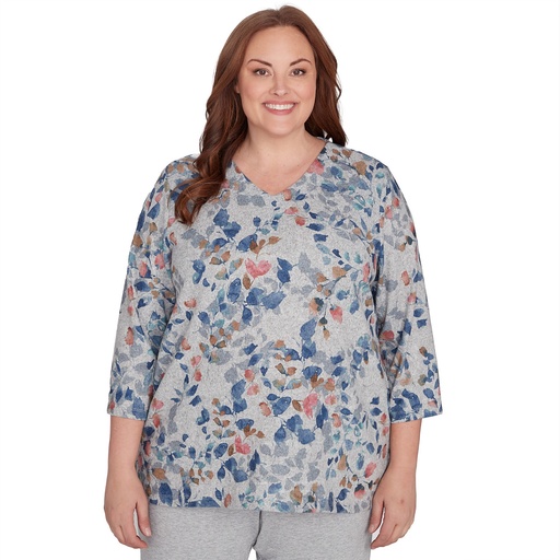 [1740000] Blusa con escote en V y hojas de acuarela