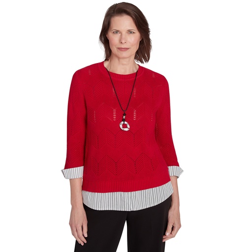 Blusa con tejido chevron  con collar