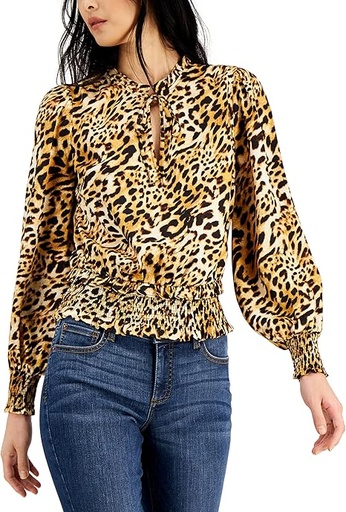Blusa cuello anudado animal print