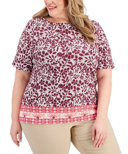 Blusa estampada con escote barco