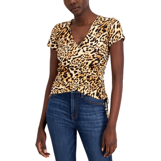 Blusa traslapada de animal print