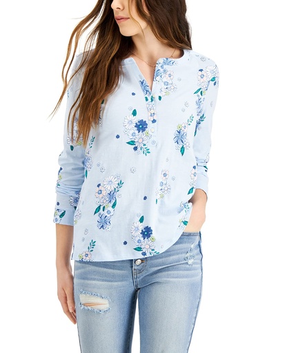 Blusa con cuello redondo manga larga