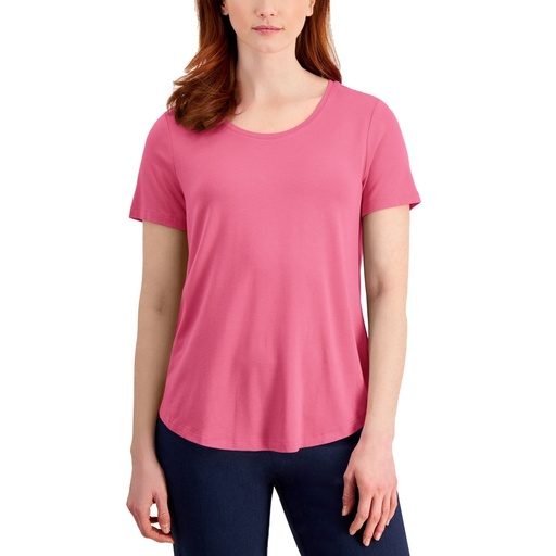 [1641579] T shirt con dobladillo redondo